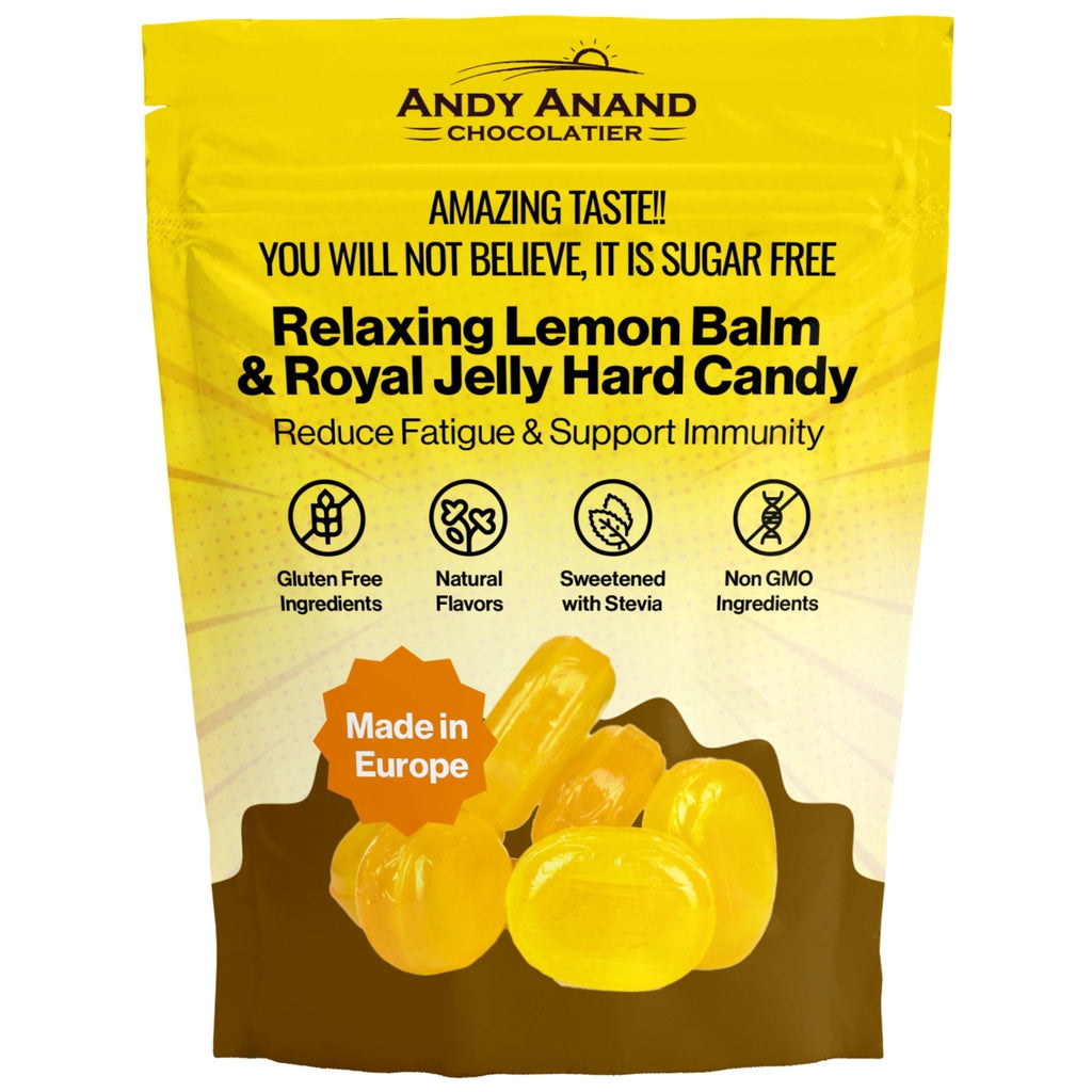Andy Anand Sugar - Free Lemon Balm Hard Candy with Royal Jelly, 7 oz – European Imported, Keto & Diabetic - Friendly Gourmet Snack Gift Box