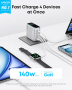 Anker Charger (140W, 4-Port, PD 3.1) with USB-C Cable - WONDERWALL