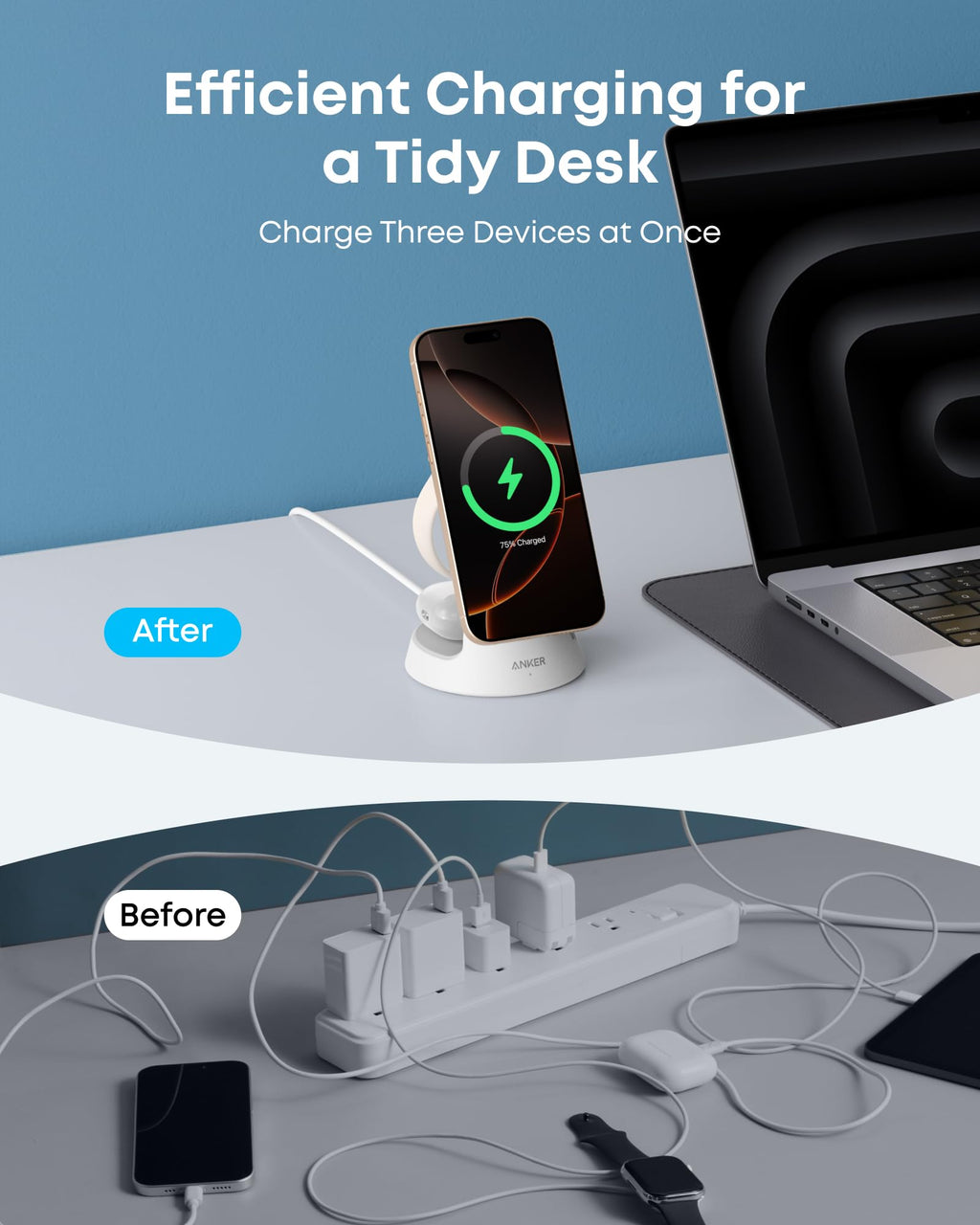 Anker MagGo Wireless Charging Station (3-in-1, Dock Stand) - WONDERWALL