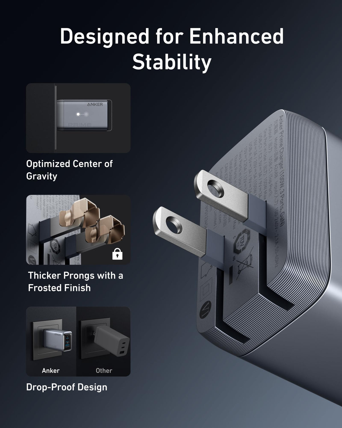 Anker Prime Charger (100W, 3 Ports, GaN) - WONDERWALL