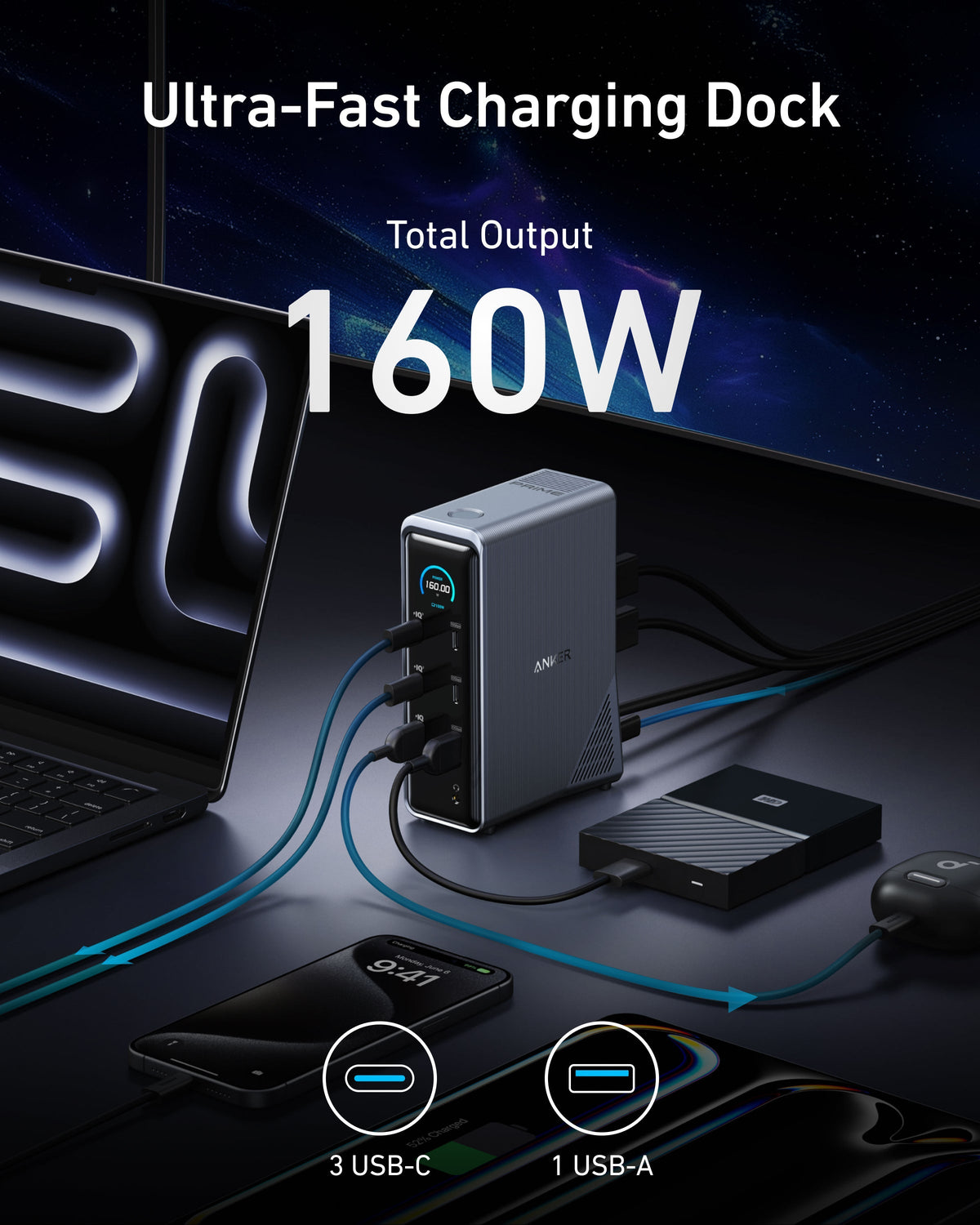 Anker Prime Charging Docking Station (14-in-1, Dual Display, 160W) - WONDERWALL