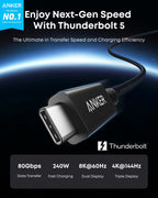Anker Prime Thunderbolt 5 Cable (3.3 ft/1.7 ft, 80 Gbps, 240W) - WONDERWALL