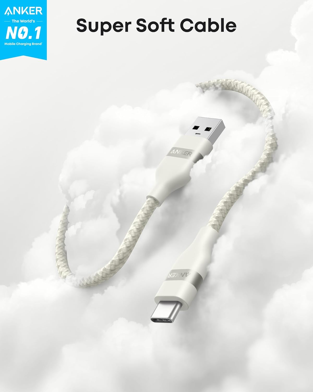 Anker USB-A to USB-C Cable (3 ft/6 ft, Upcycled-Braided) - WONDERWALL
