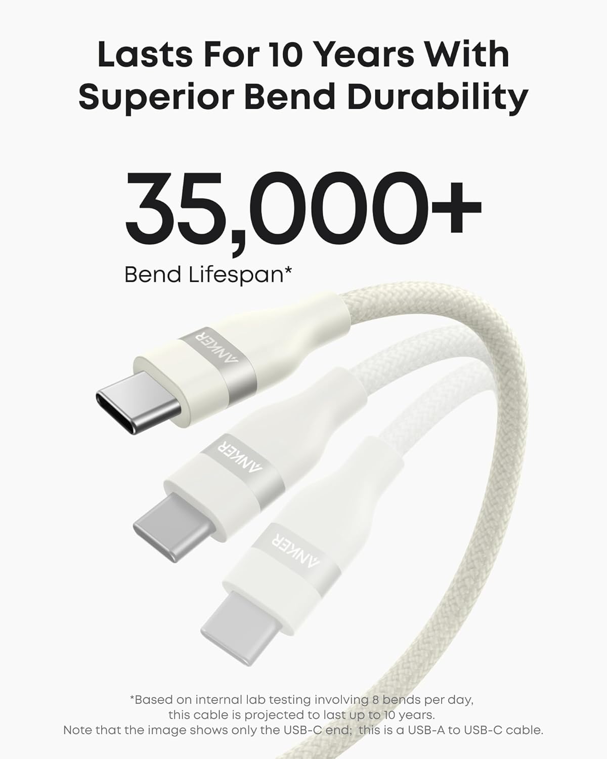 Anker USB-A to USB-C Cable (3 ft/6 ft, Upcycled-Braided) - WONDERWALL