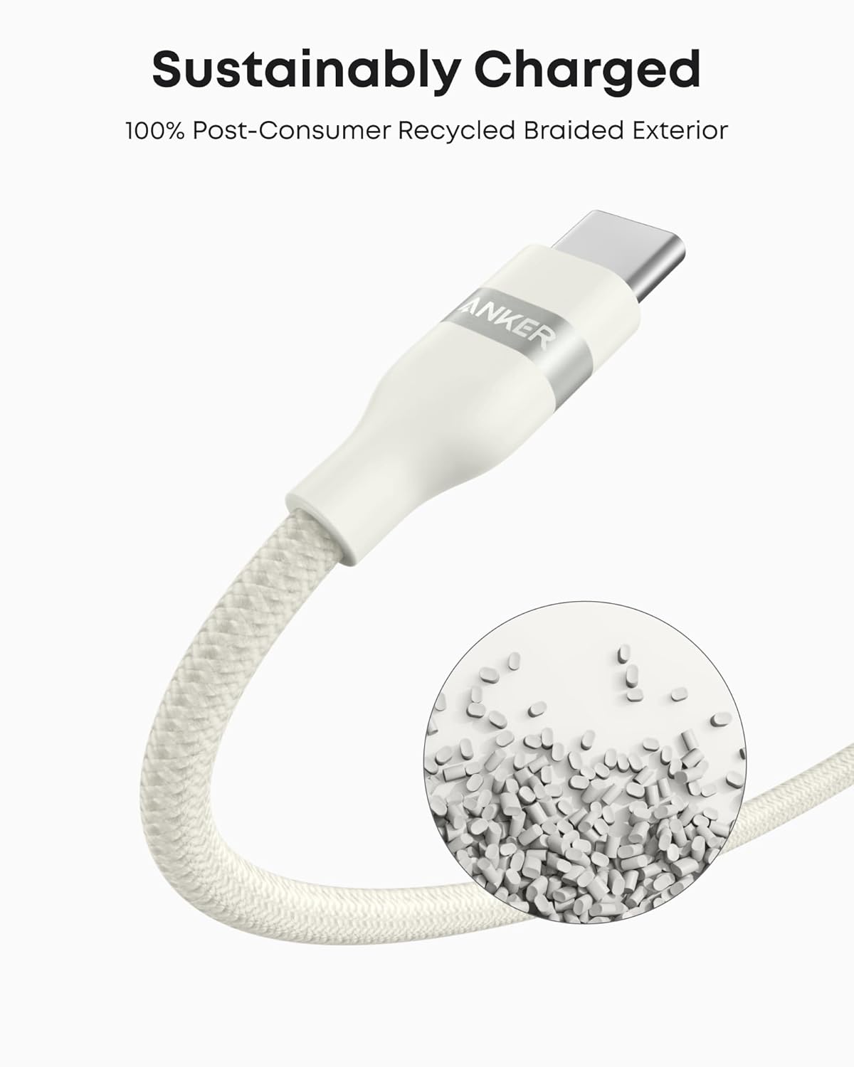 Anker USB-A to USB-C Cable (3 ft/6 ft, Upcycled-Braided) - WONDERWALL