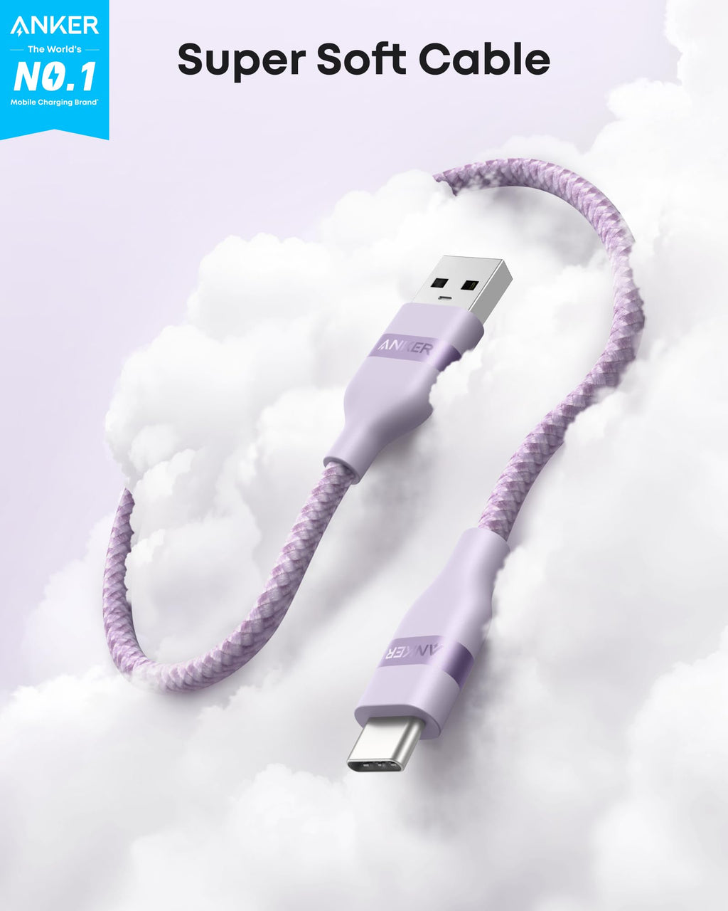 Anker USB-A to USB-C Cable (3 ft/6 ft, Upcycled-Braided) - WONDERWALL