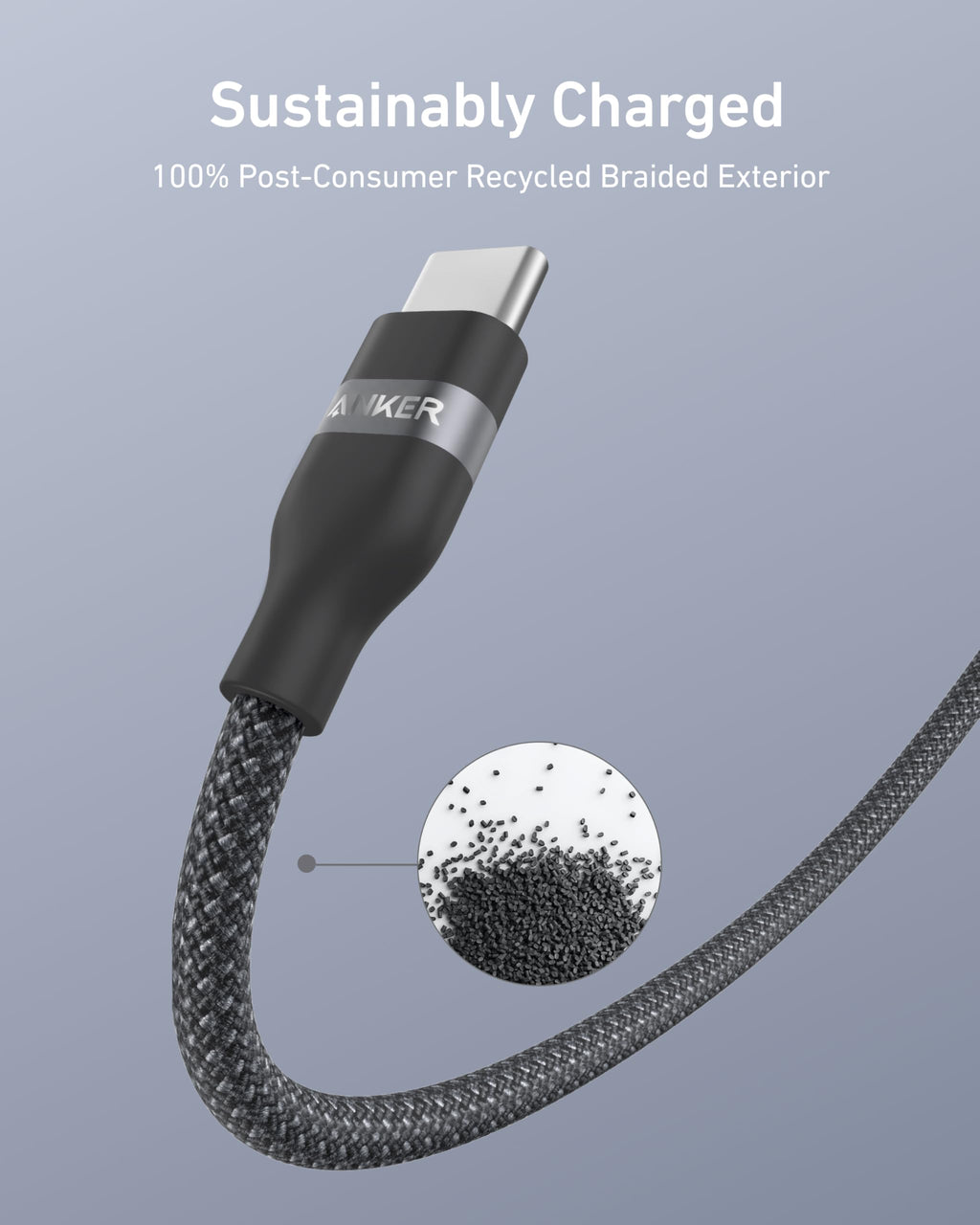 Anker USB-A to USB-C Cable (3 ft/6 ft, Upcycled-Braided) - WONDERWALL