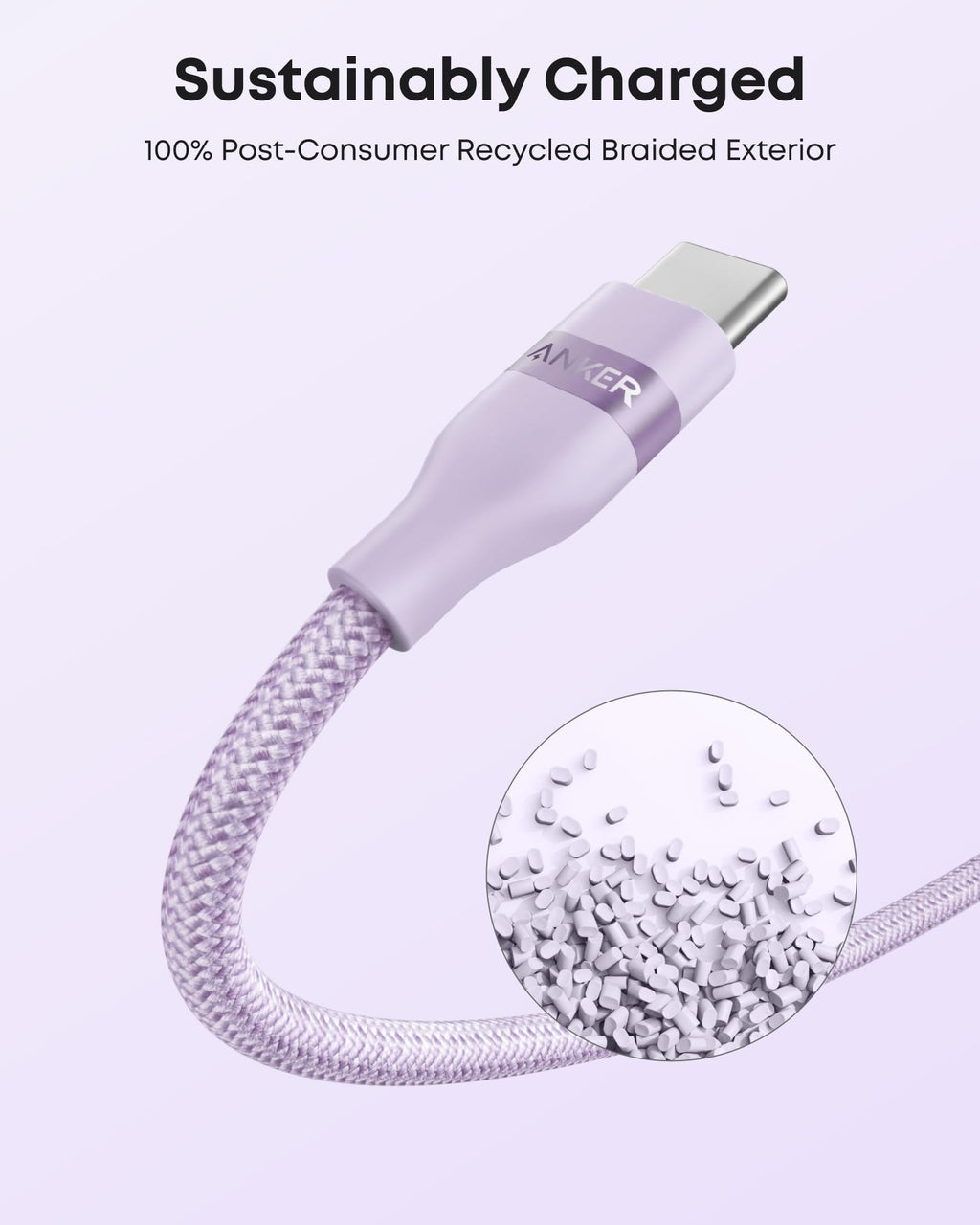 Anker USB-A to USB-C Cable (3 ft/6 ft, Upcycled-Braided) - WONDERWALL