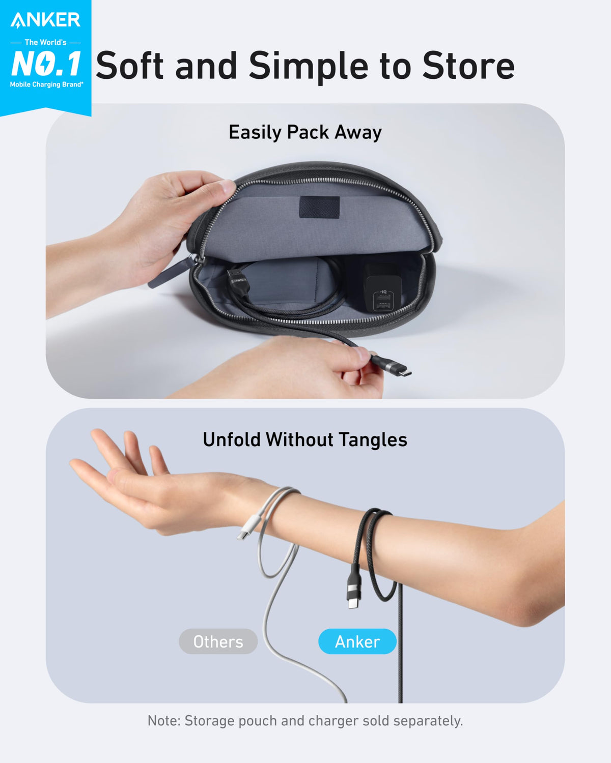 Anker USB-A to USB-C Cable (3 ft/6 ft, Upcycled-Braided) - WONDERWALL