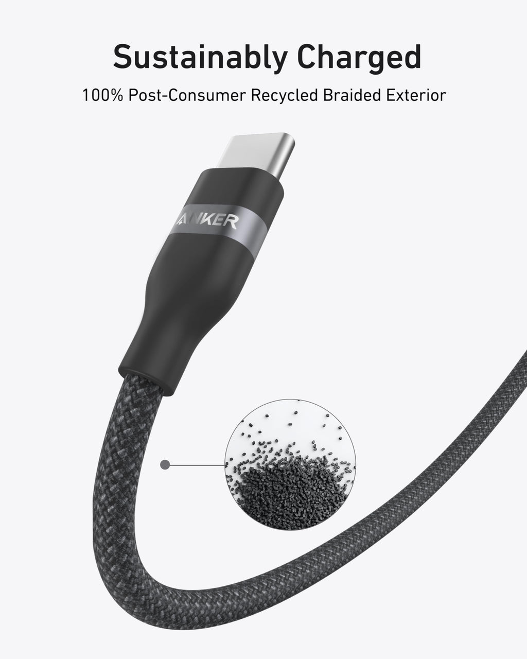 Anker USB-C to USB-C Cable (3 ft / 6 ft, 240W, Upcycled-Braided) - WONDERWALL