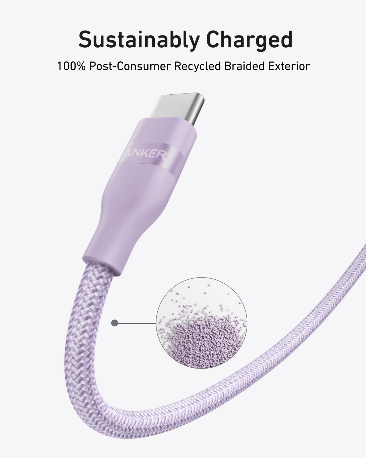 Anker USB-C to USB-C Cable (3 ft / 6 ft, 240W, Upcycled-Braided) - WONDERWALL