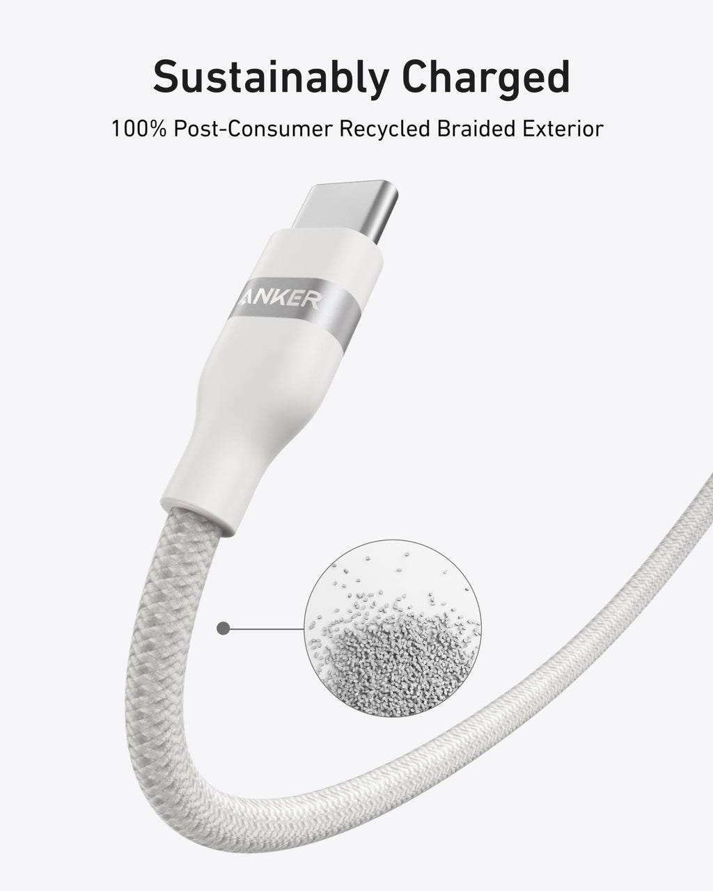 Anker USB-C to USB-C Cable (3 ft / 6 ft, 240W, Upcycled-Braided) - WONDERWALL