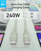 Anker USB-C to USB-C Cable (3 ft / 6 ft, 240W, Upcycled-Braided) - WONDERWALL
