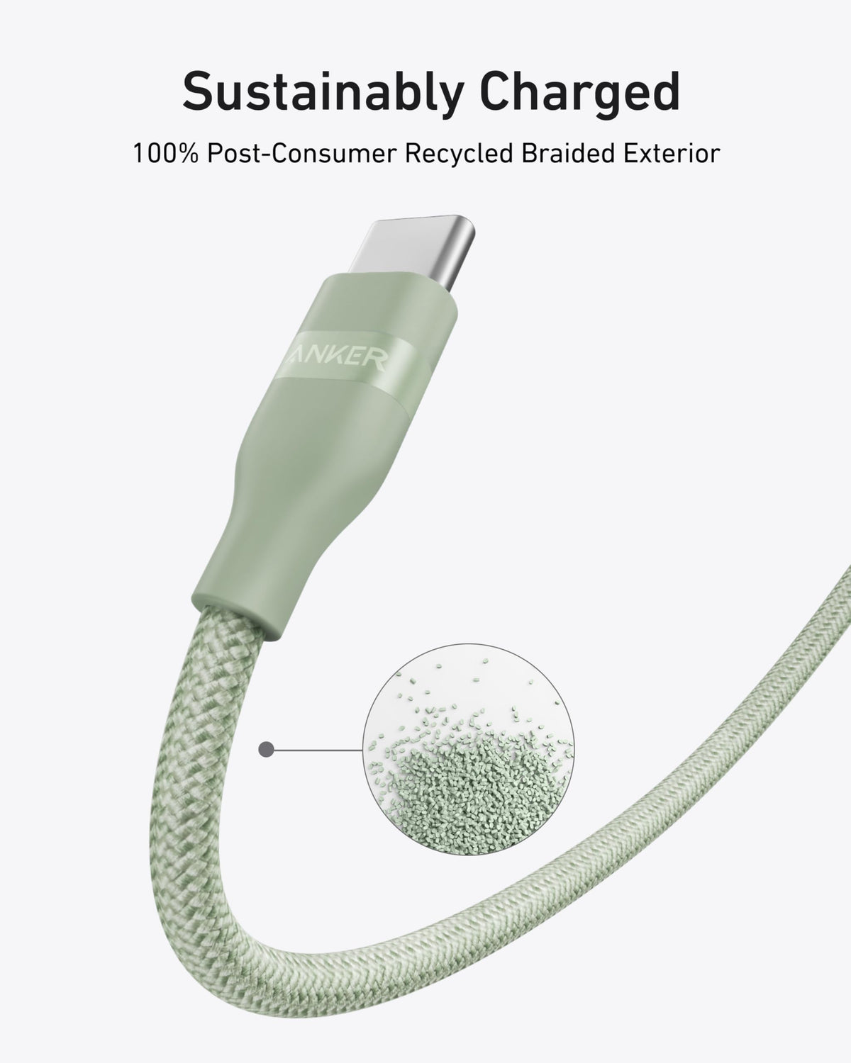 Anker USB-C to USB-C Cable (3 ft / 6 ft, 240W, Upcycled-Braided) - WONDERWALL