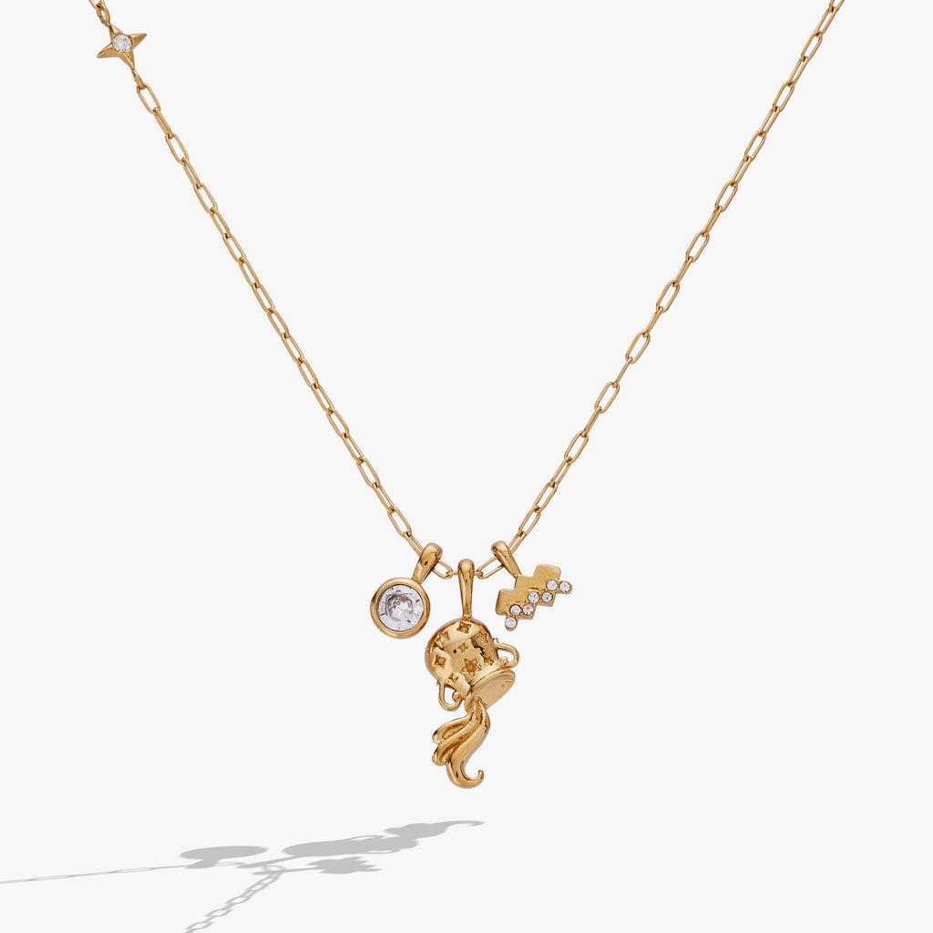 Aquarius Zodiac Charm Cluster Necklace