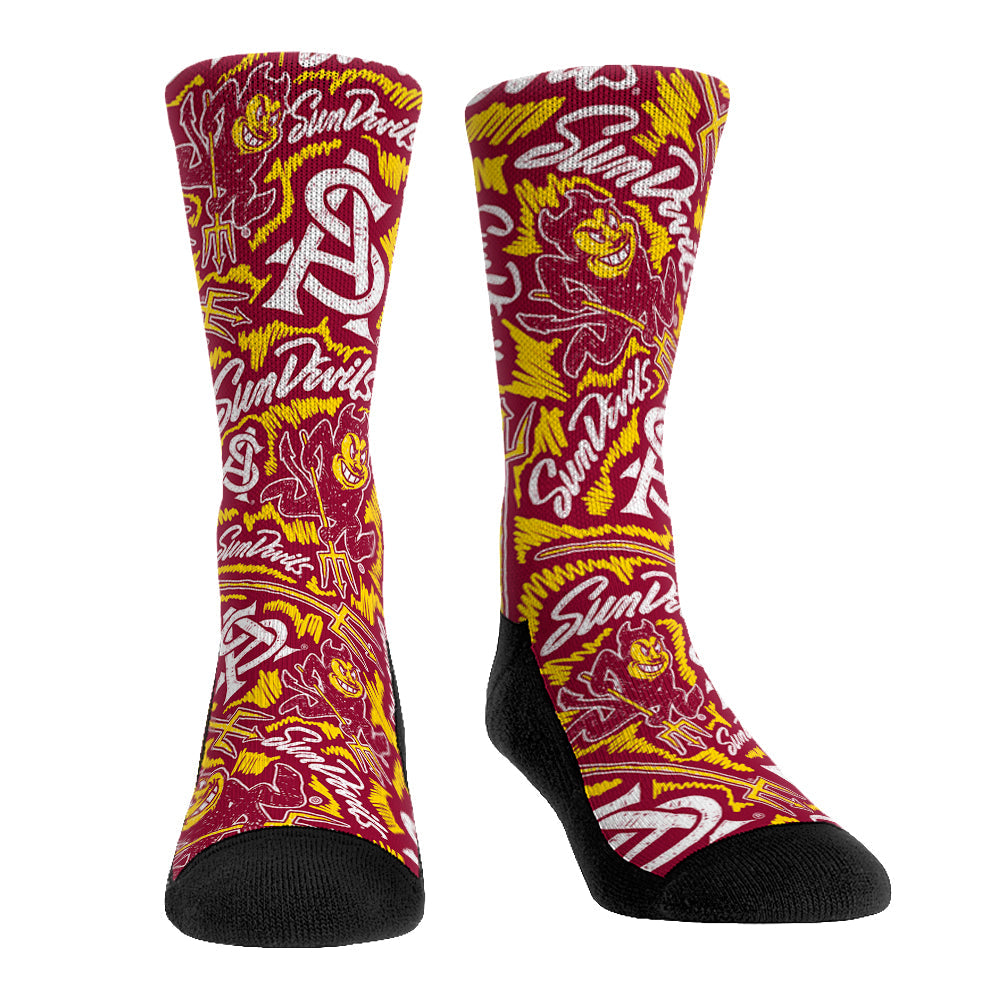Arizona State Sun Devils - Logo Sketch Crew Socks