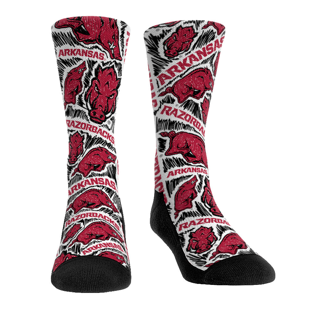 Arkansas Razorbacks - Logo Sketch Crew Socks