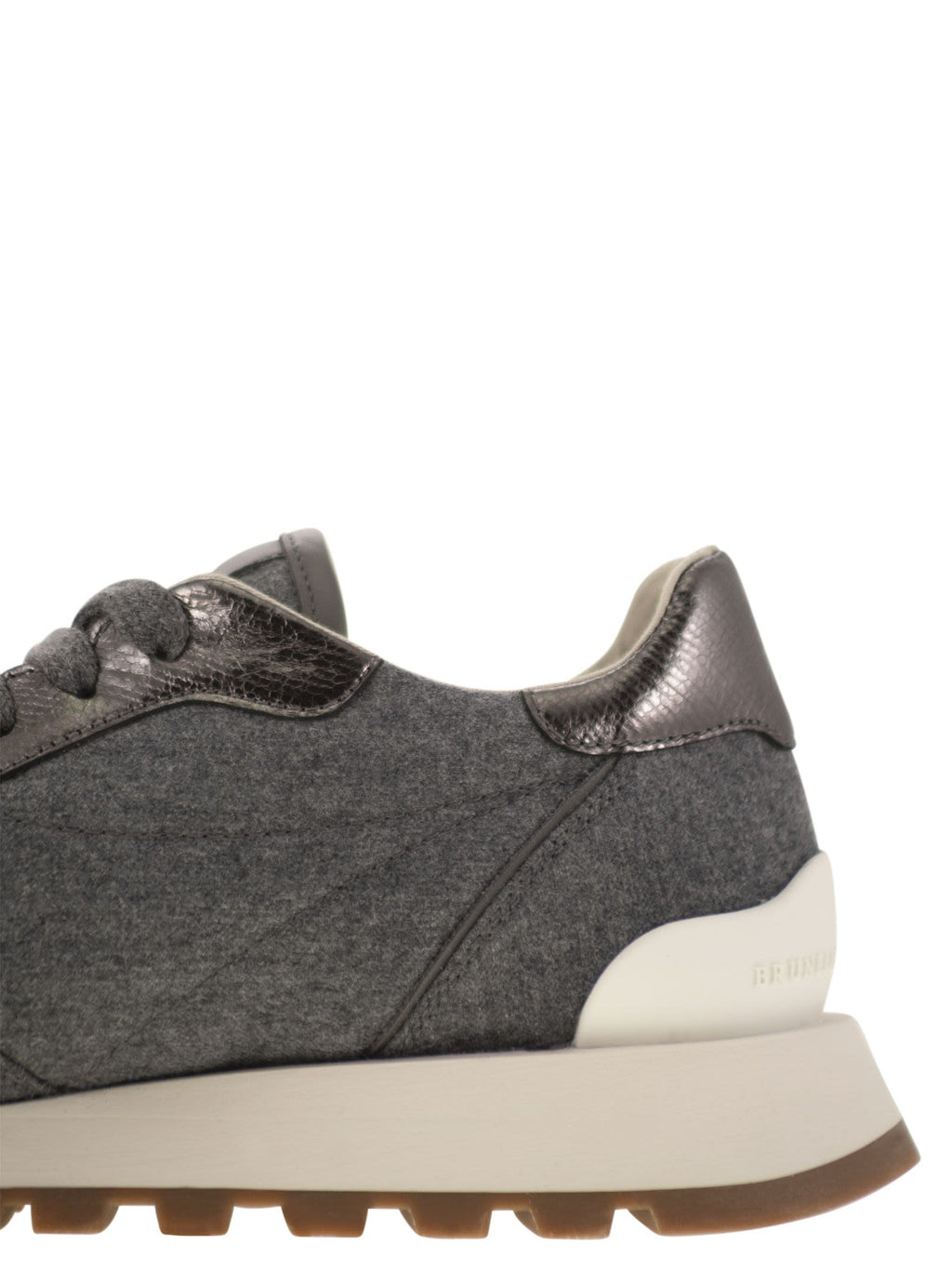 Women Runners In Virgin Wool Flannel And Lamé Calfskin With Precious Toe