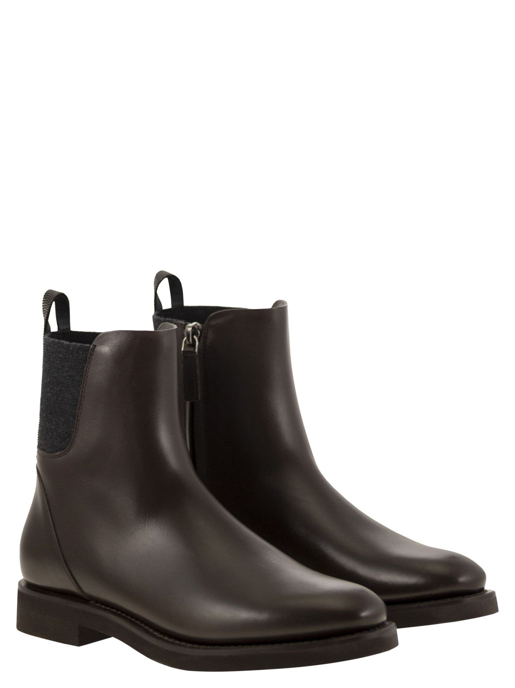 Women Chelsea Boot In Matt Calfskin With Shiny Detail