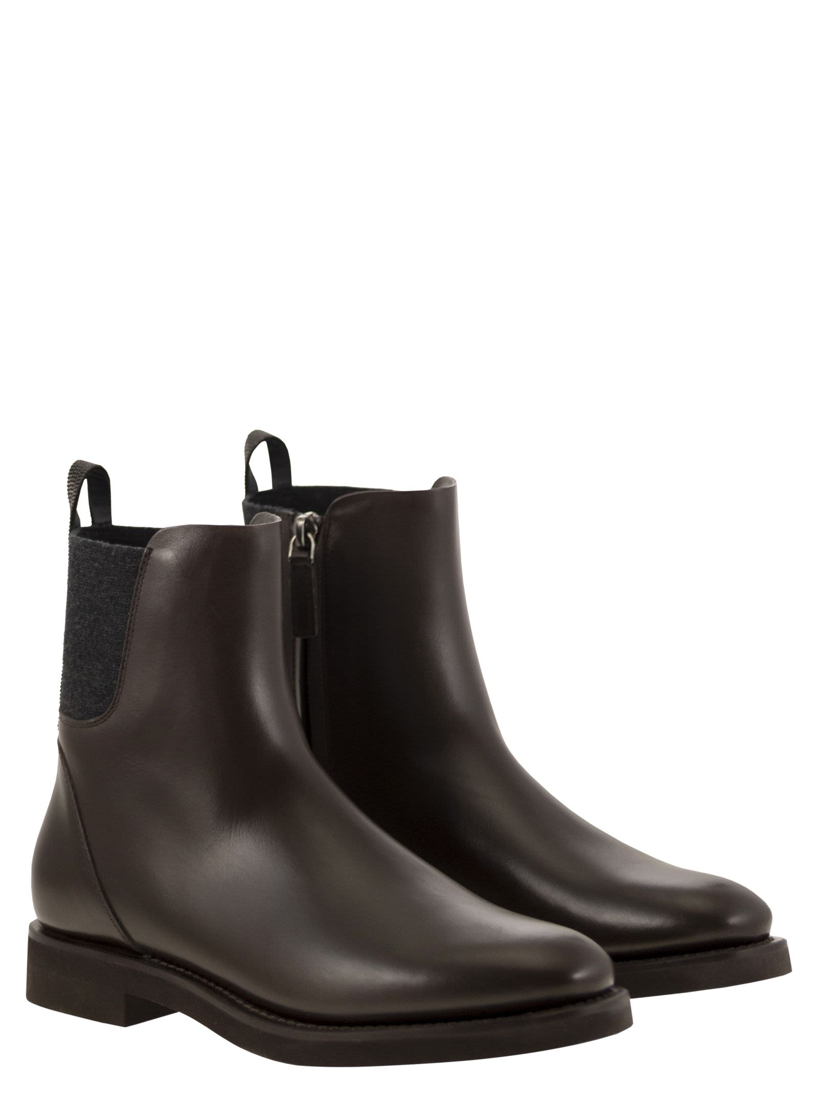Women Chelsea Boot In Matt Calfskin With Shiny Detail