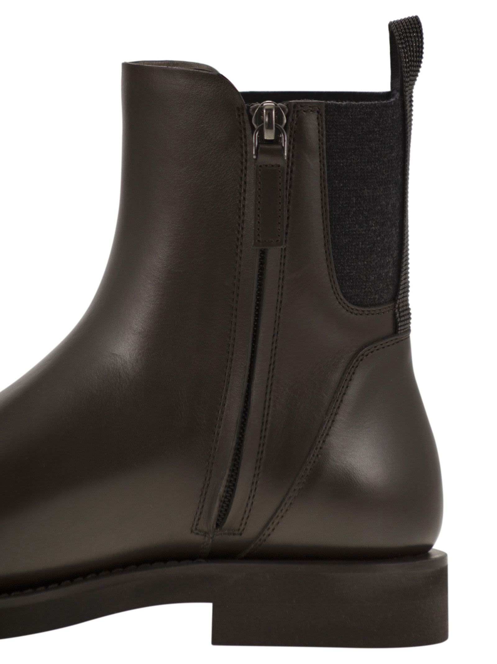 Women Chelsea Boot In Matt Calfskin With Shiny Detail