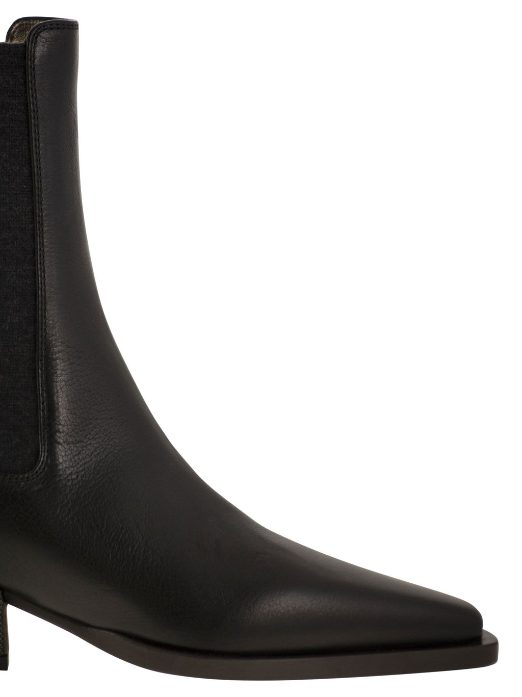 Women Classic Leather Chelsea Boot With Precious Block Heels