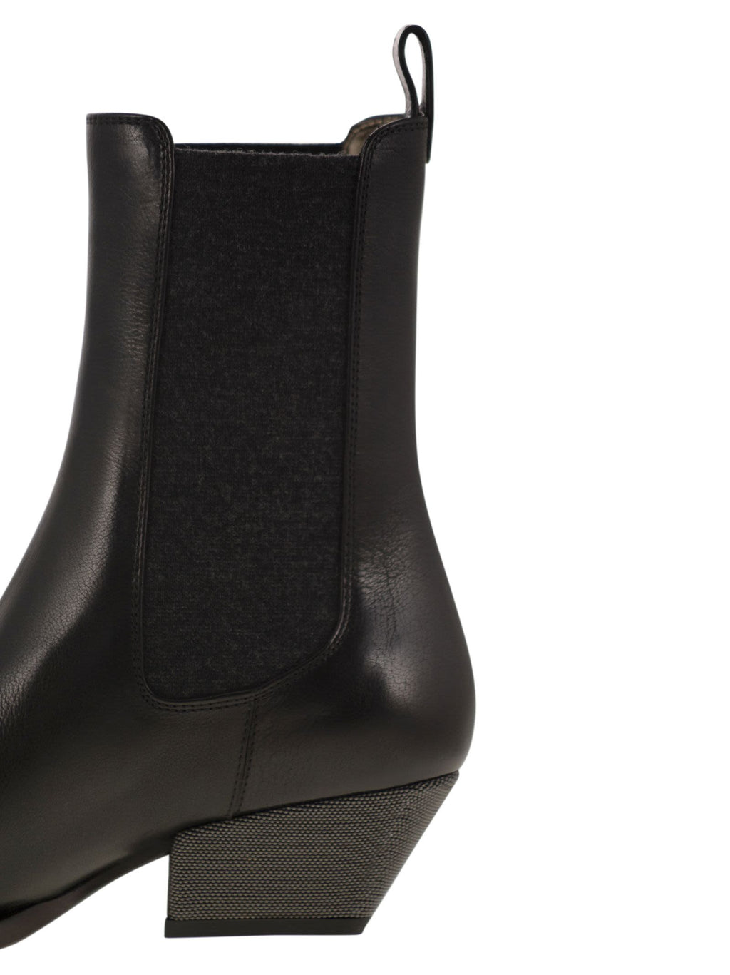 Women Classic Leather Chelsea Boot With Precious Block Heels