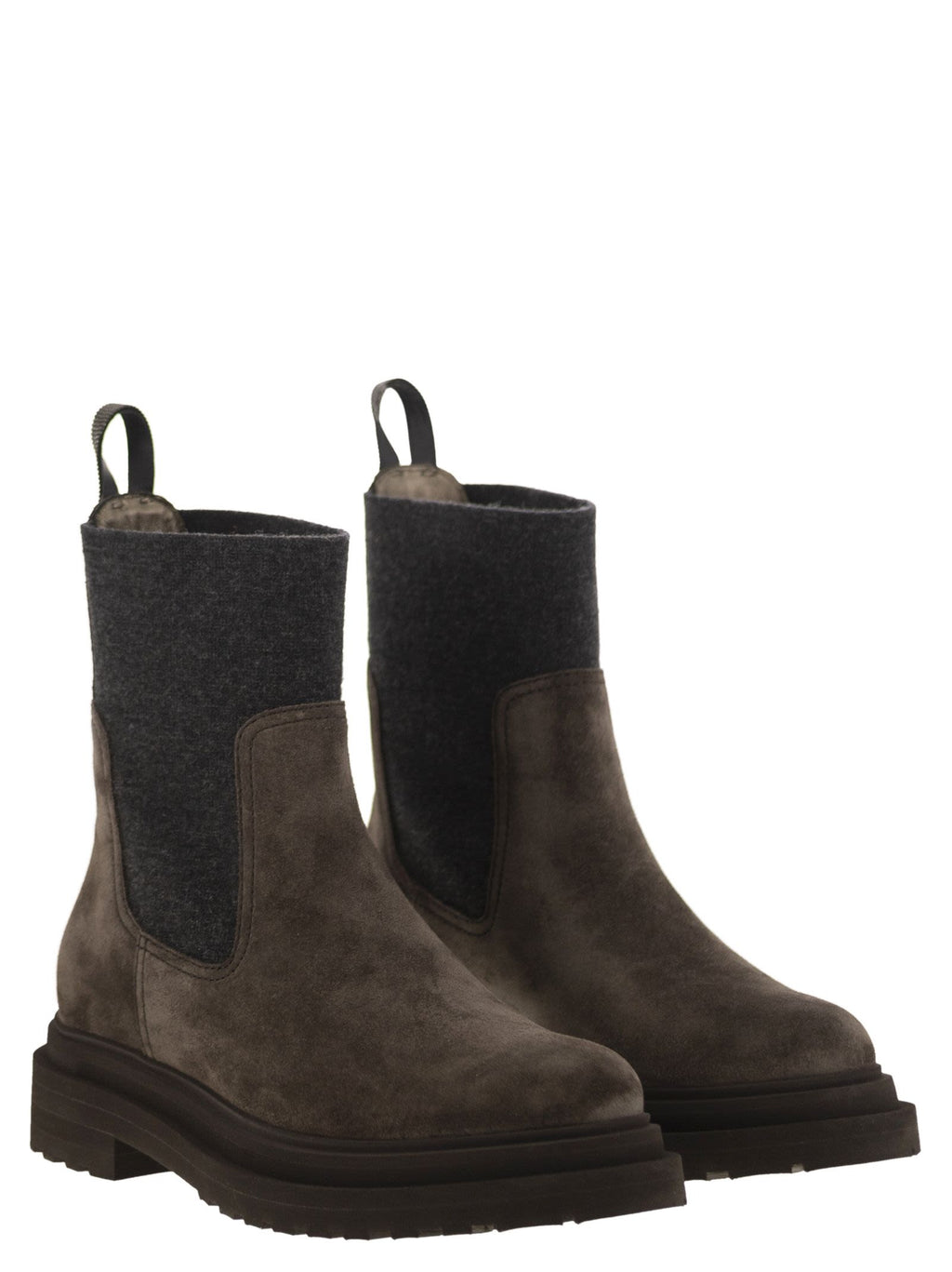 Women Suede Boot With Knitted Insert And Precious Loop Detail