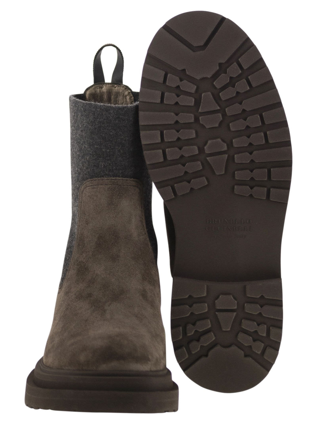 Women Suede Boot With Knitted Insert And Precious Loop Detail
