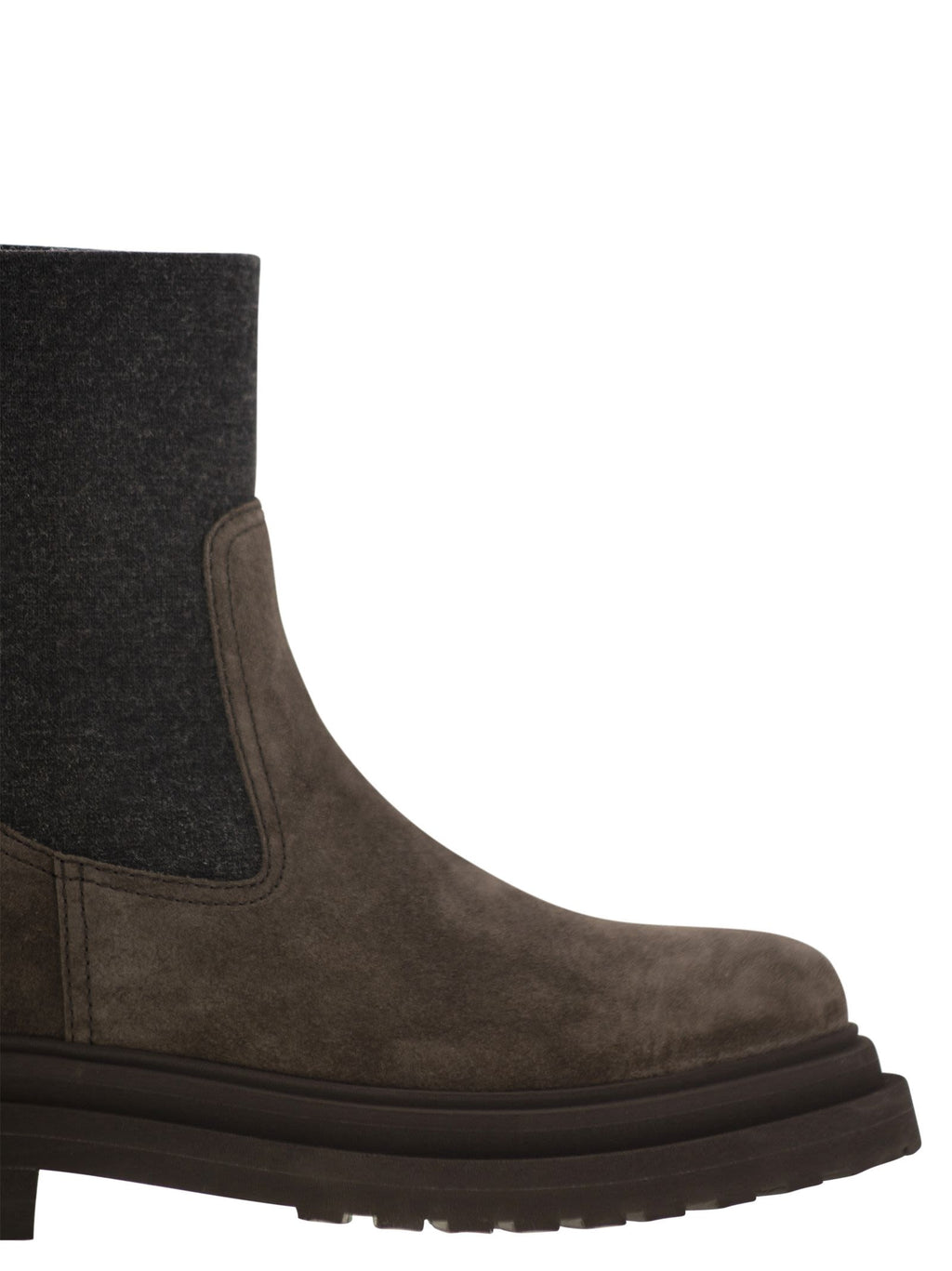 Women Suede Boot With Knitted Insert And Precious Loop Detail