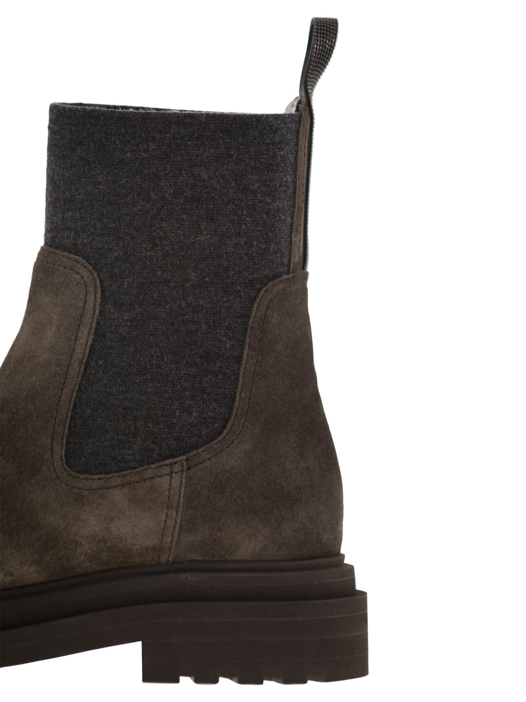 Women Suede Boot With Knitted Insert And Precious Loop Detail