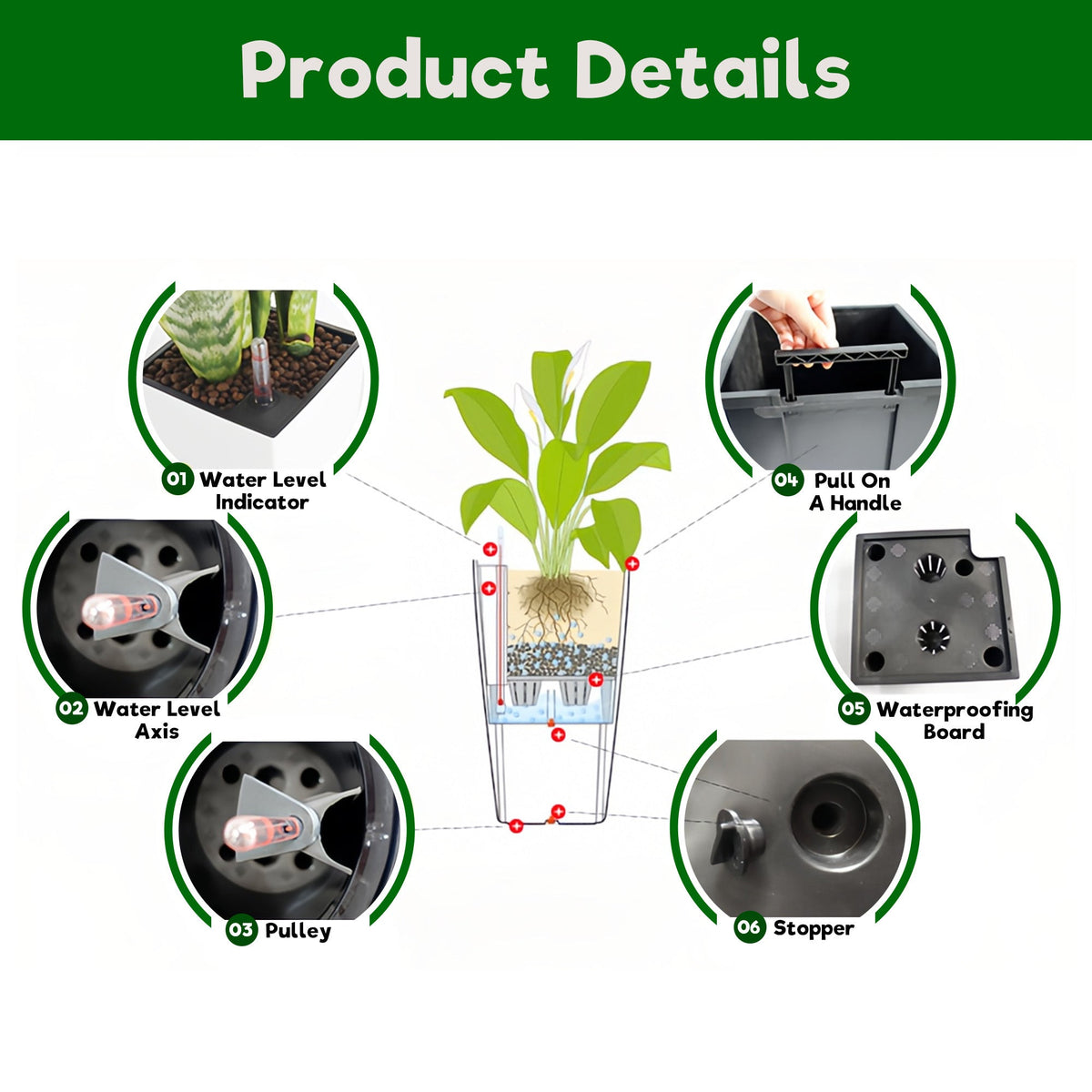 WONDERWALL 'Une Collection' Square Planters with Automatic Watering System - Faux Rattan, Pack of 2