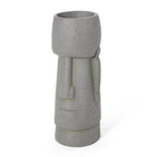 WONDERWALL 'Une Collection' Stone Gray Flower Planter with Textured Cast Stone Finish - Tall