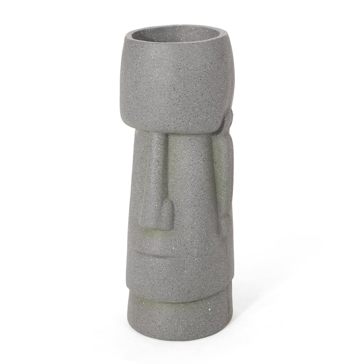 WONDERWALL 'Une Collection' Stone Gray Flower Planter with Textured Cast Stone Finish - Tall