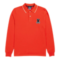 Psycho Bunny Patchin Jersey Chenille Bunny Logo Men Long Sleeve Polo Shirt Red Spice