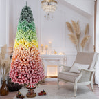 WONDERWALL ‘Noël DuBois’ 6 ft Flocked Artificial Christmas Tree – Rainbow