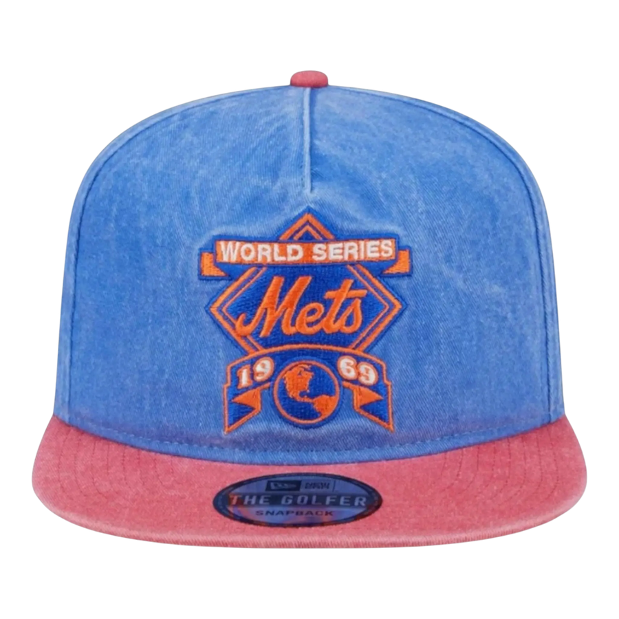 New Era MLB New York Mets Pigment Dye Golfer Snapback Hat Denim Royal/Red