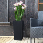 WONDERWALL 'Une Collection' Square Planters with Automatic Watering System - Faux Rattan, Pack of 2