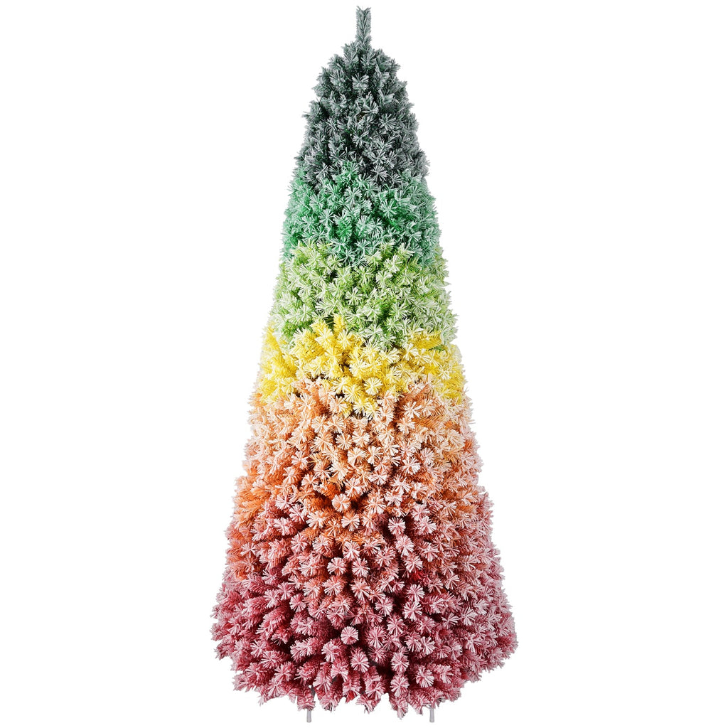 WONDERWALL ‘Noël DuBois’ 7.5 ft Flocked Artificial Christmas Tree – Rainbow