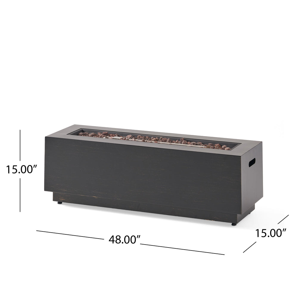 WONDERWALL 'Une Collection' Modern Dark Grey Outdoor Iron Propane Fire Pit with 50,000 BTU - Dark Grey