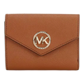 Michael Kors Greenwich Wristlet Women Medium Tri-Fold Envelope Wallet Brown