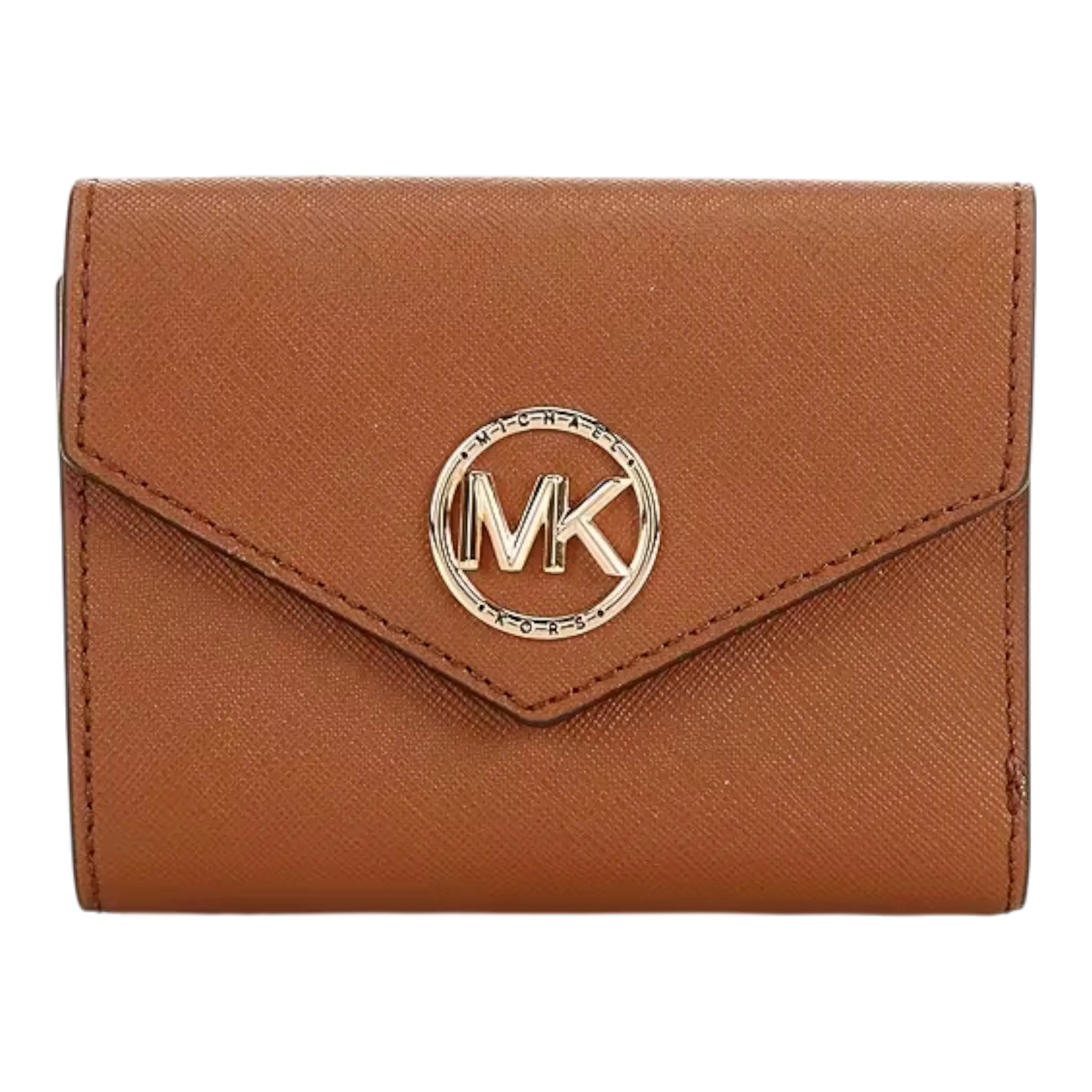 Michael Kors Greenwich Wristlet Women Medium Tri-Fold Envelope Wallet Brown