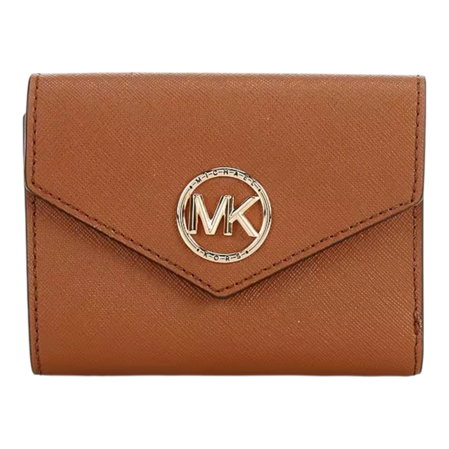 Michael Kors Greenwich Wristlet Women Medium Tri-Fold Envelope Wallet Brown