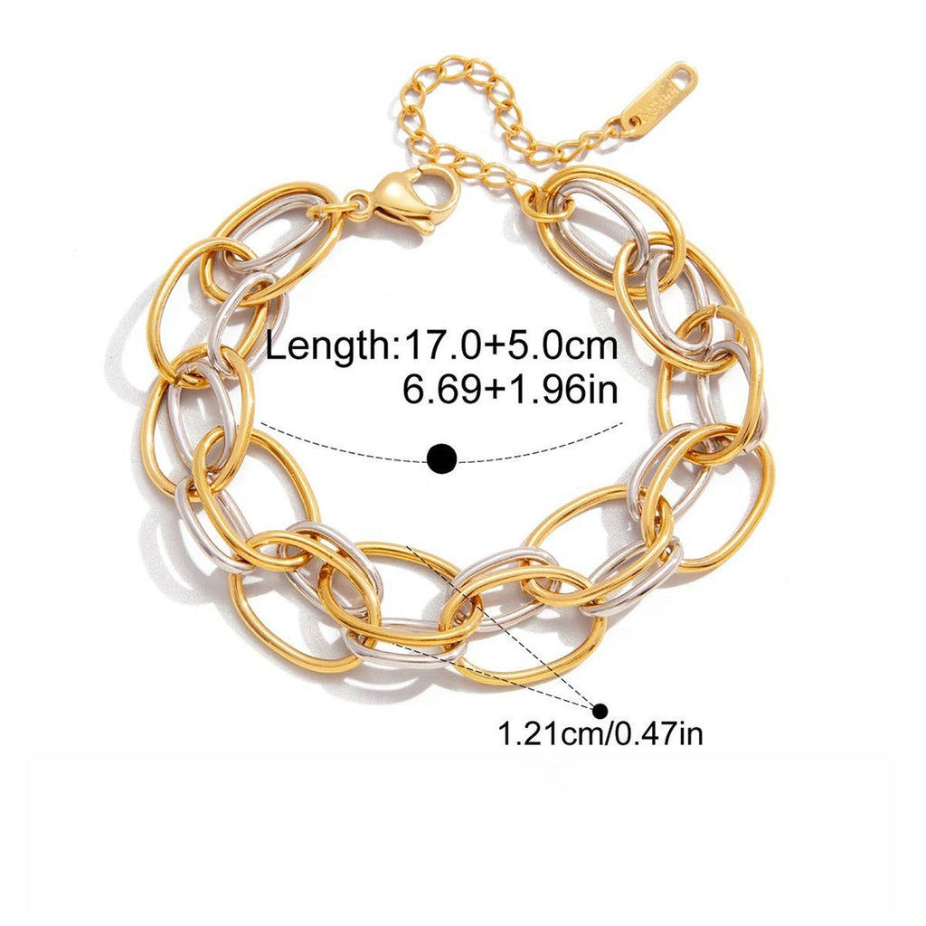 18K gold - plated, lightweight, and luxurious two - tone titanium steel bracelet.