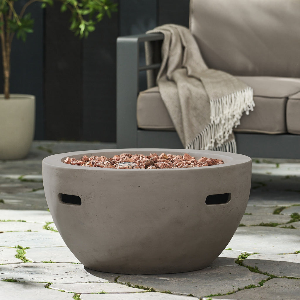 WONDERWALL 'Une Collection' 27" Bowl Propane Fire Pit with 40,000 BTU Output - Light Gray