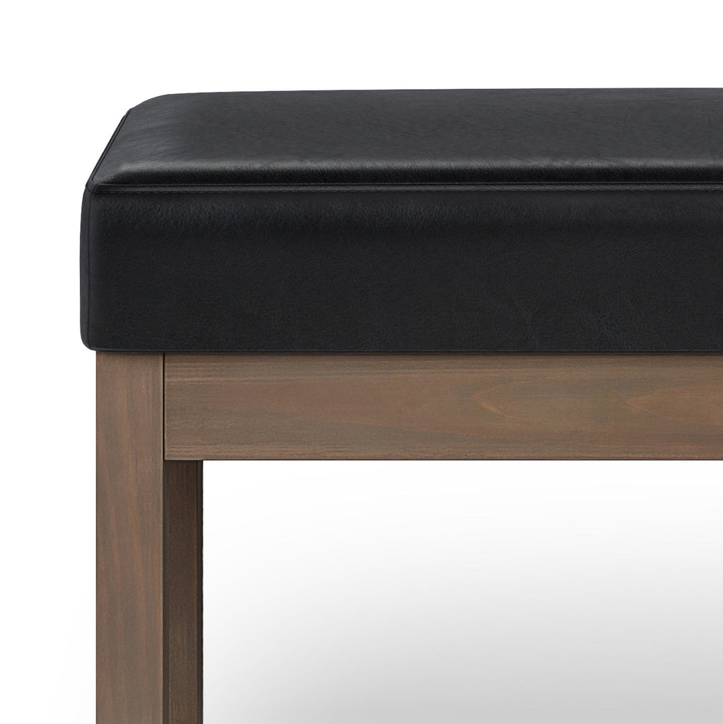 WONDERWALL 'Une Collection' Milltown Large Ottoman Bench with Solid Wood Frame - Midnight Black