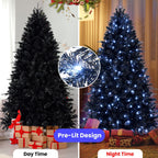 WONDERWALL 'Une Collection' 6-Foot Pre-Lit Black Christmas Tree with 350 LED Lights - Black