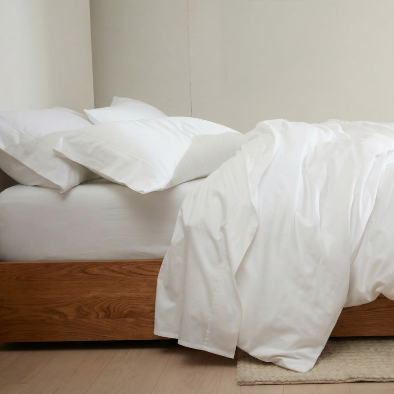 Organic Cotton White Duvet Cover & Fitted Sheet Set