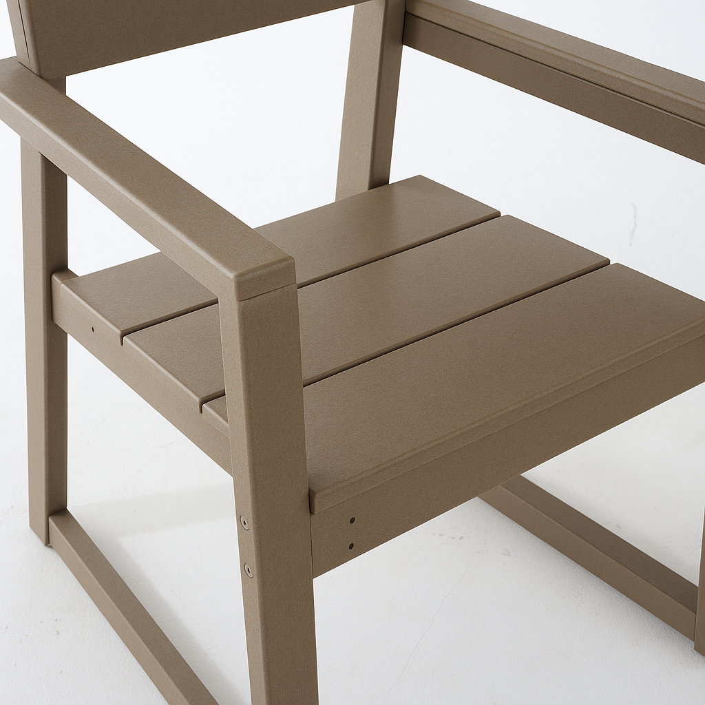 WONDERWALL 'Une Collection' Antique Wood Color Outdoor Armchair with HDPE Construction - Wood