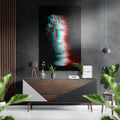 WONDERWALL ‘L’Atelier Fun Collection’ Teal and Red Glitch Classical Bust Brushed Aluminum Dibond Wall Art